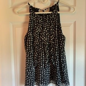 Navy blue & white print sleeveless top